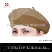 BSCI SEDEX personalizado suave decorar los sombreros de la boina de la boina de las señoras de la manera del casquillo de las lanas de la tapa de las lanas